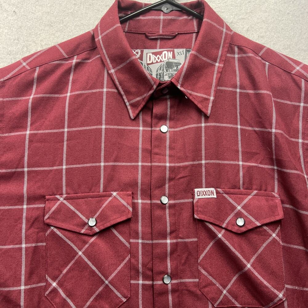 Dixxon Underground Plaid Flannel Shirt Mens‎ XLT Red Snap Western